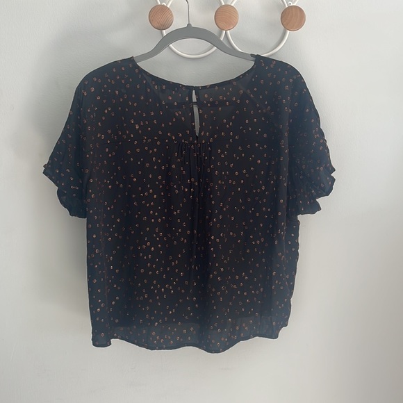 Madewell Short Sleeve Sparkly Polka Dot Blouse - Picture 2 of 4